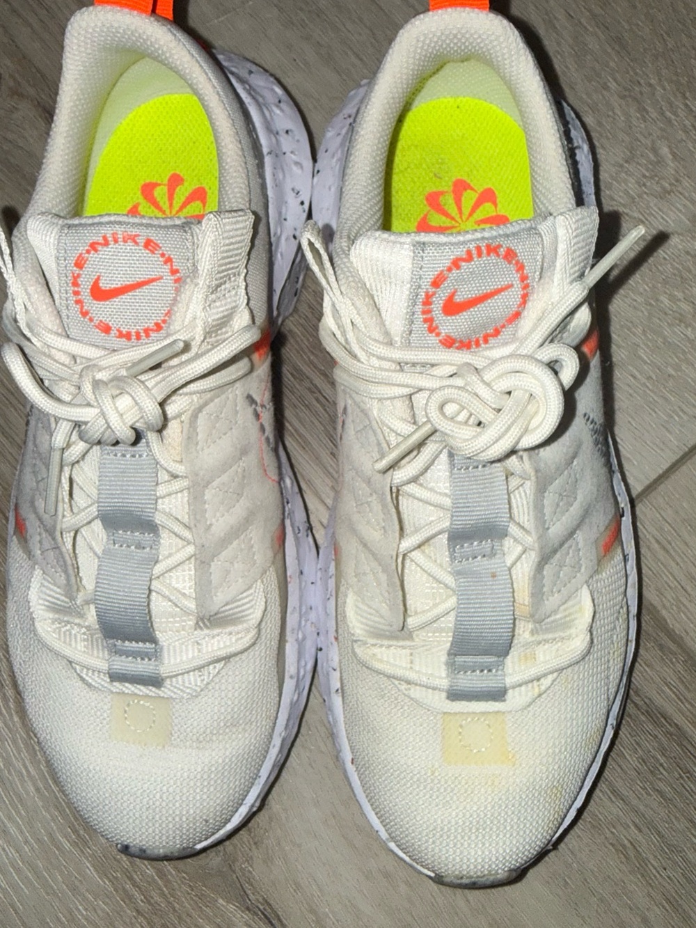 Nike White and Neon Orange React Running Shoes